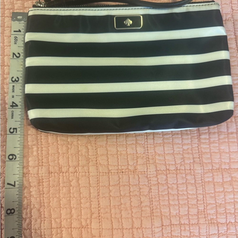 Kate Spade Black and White Striped Clutch